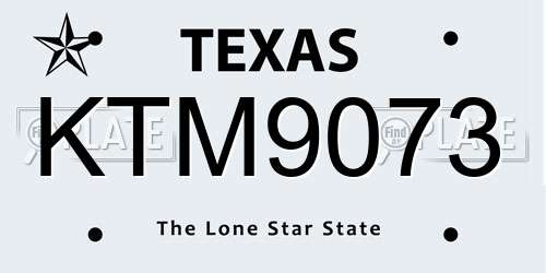 KTM9073 Texas License Plate