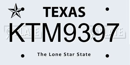 KTM9397 Texas License Plate