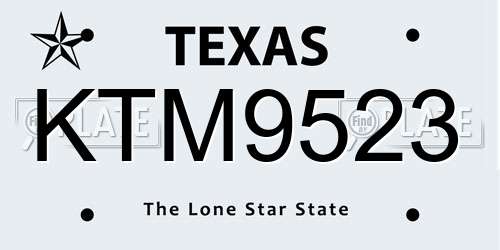KTM9523 Texas License Plate