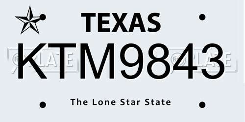 KTM9843 Texas License Plate