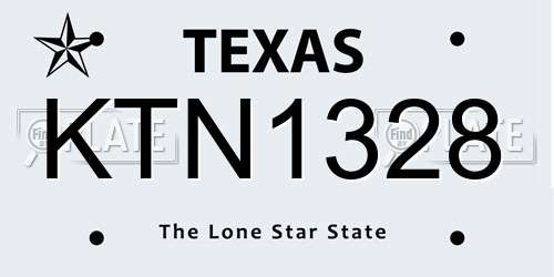 KTN1328 Texas License Plate