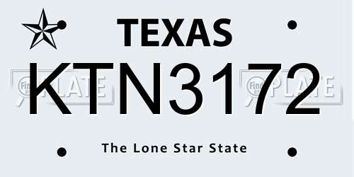 KTN3172 Texas License Plate