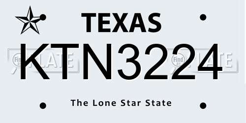 KTN3224 Texas License Plate