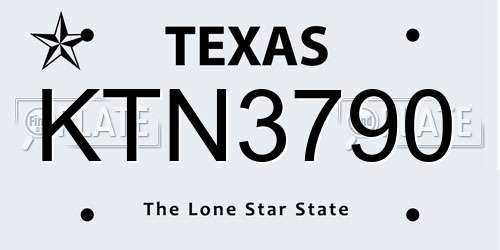 KTN3790 Texas License Plate