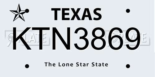 KTN3869 Texas License Plate