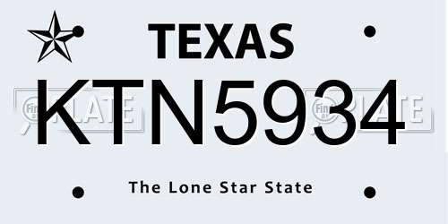 KTN5934 Texas License Plate