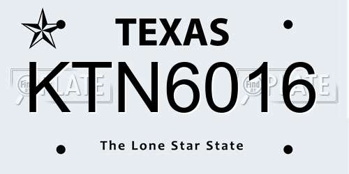 KTN6016 Texas License Plate