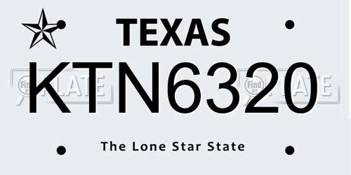 KTN6320 Texas License Plate