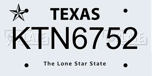 KTN6752 Texas License Plate