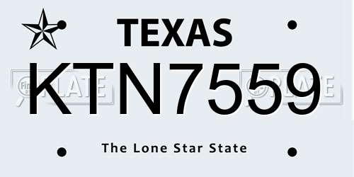 KTN7559 Texas License Plate