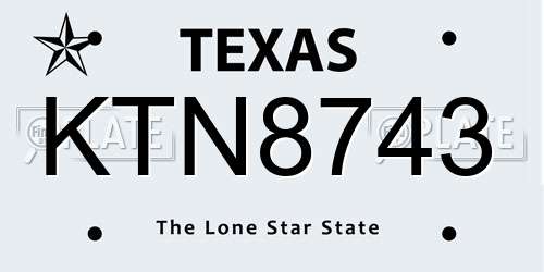 KTN8743 Texas License Plate