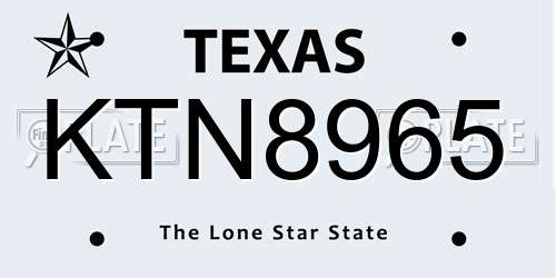 KTN8965 Texas License Plate