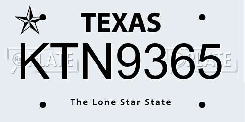 KTN9365 Texas License Plate