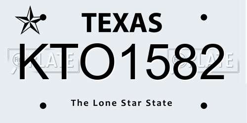 KTO1582 Texas License Plate