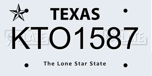 KTO1587 Texas License Plate