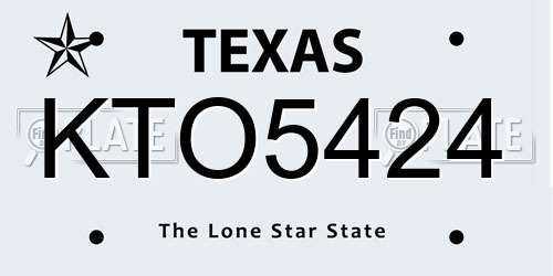 KTO5424 Texas License Plate