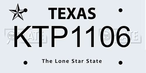 KTP1106 Texas License Plate