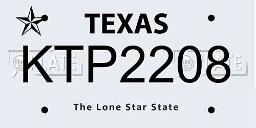 KTP2208 Texas License Plate