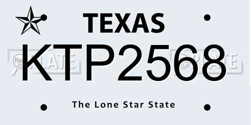 KTP2568 Texas License Plate