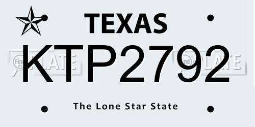 KTP2792 Texas License Plate