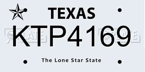 KTP4169 Texas License Plate