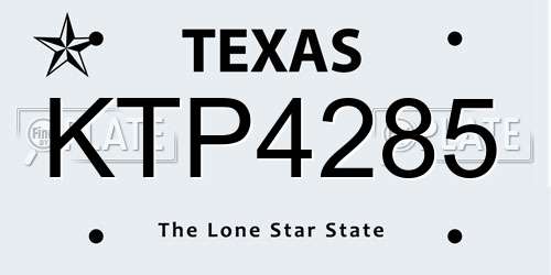 KTP4285 Texas License Plate