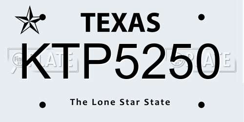 KTP5250 Texas License Plate
