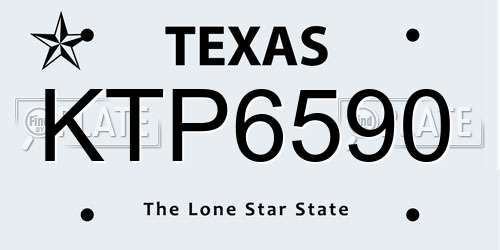 KTP6590 Texas License Plate