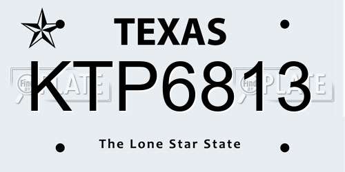KTP6813 Texas License Plate