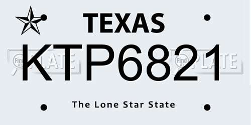 KTP6821 Texas License Plate