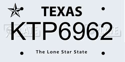 KTP6962 Texas License Plate