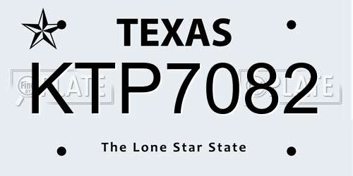 KTP7082 Texas License Plate