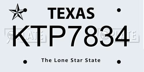 KTP7834 Texas License Plate
