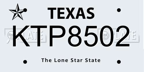 KTP8502 Texas License Plate