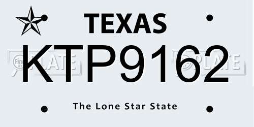 KTP9162 Texas License Plate