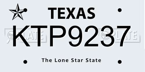 KTP9237 Texas License Plate