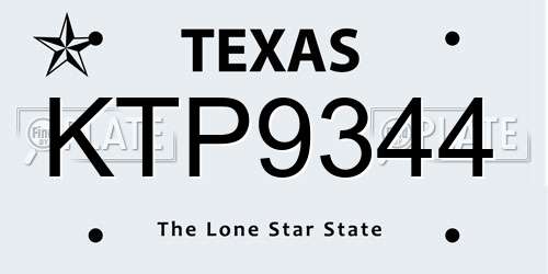 KTP9344 Texas License Plate
