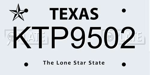 KTP9502 Texas License Plate