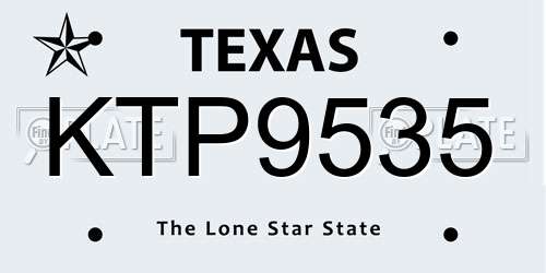 KTP9535 Texas License Plate