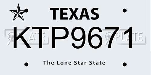 KTP9671 Texas License Plate