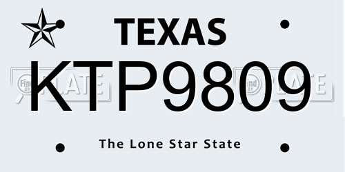 KTP9809 Texas License Plate