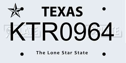 KTR0964 Texas License Plate