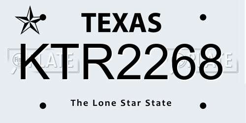 KTR2268 Texas License Plate