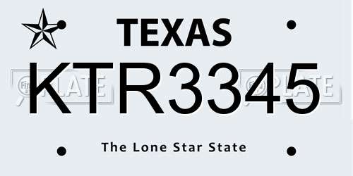 KTR3345 Texas License Plate