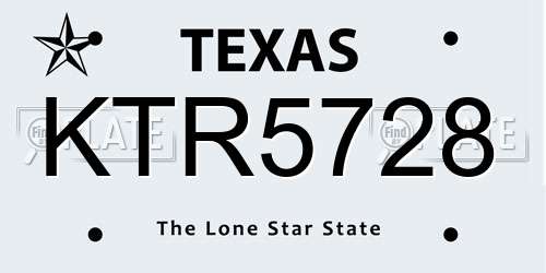 KTR5728 Texas License Plate