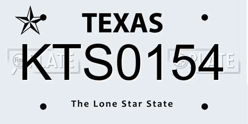KTS0154 Texas License Plate
