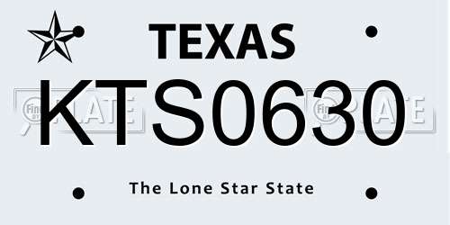 KTS0630 Texas License Plate