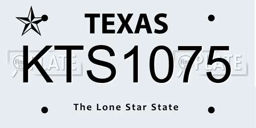 KTS1075 Texas License Plate