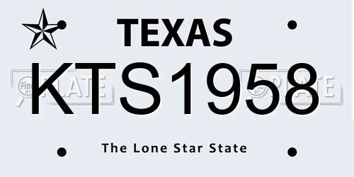 KTS1958 Texas License Plate