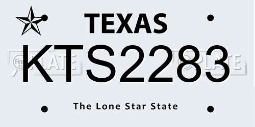 KTS2283 Texas License Plate
